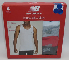 NEW MEN’S “NEW BALANCE NB COTTON BLEND RIB A SHIRT TANKS, 4 PACK TANK TOPS”