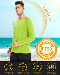 Men’s UPF50+ T-Shirt Long Sleeve Outdoor Sun Protection Fishing Performance Tops