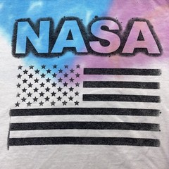 NASA Mens Shirt Large White Red Blue Tie Dye Buzz Aldrin American Flag USA Space