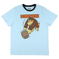 Donkey Kong T-Shirt Men’s DK Logo Design Short Sleeve Ringer Tee (2XL)