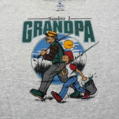 Vintage 90s Number 1 Grandpa Fishing Outdoor Lake Graphic T-Shirt USA – Large
