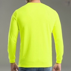 NEW Wrangler Workwear Men’s Hi-Vis Yellow Long Sleeve Pocket T-Shirt Size M
