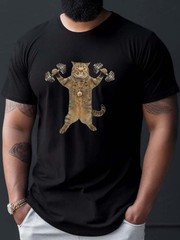 Casual Tee Men’s Fitness Cat Graphic Tee – Casual Short Sleeve T-Shirt