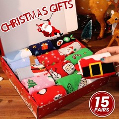 Christmas Socks 15 Pack Adult Teen Women Holiday Gift Fits Shoe Size 510