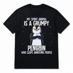Grumpy Penguin Funny Spirit Animal Humor Graphic T-Shirt Sarcastic Tee
