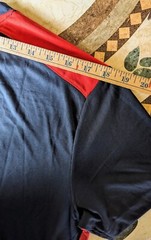 MENS USA FLAG TSHIRT. NAVY BLUE RED WHITE. STRIKER BRAND, Sz L. POLYESTER. Cool!