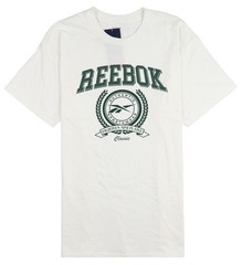 REEBOK Vintage Logo T-Shirt sz L Large White Green