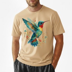 Hummingbird Floral Art Nature Retro Gift Men Women T-Shirt Tee