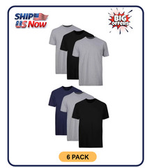 Hanes T-Shirt, 6-Pack, Moisture-Wicking T-Shirt Undershirts, Black/Grey/Blue