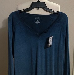 NWT MEN CREMIEUX ( XXL) LONG SLEEVE NOTCH NECK COTTTON TITAN BLUE DENIM SHIRT