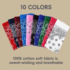 10PCS Mixed Color Paisley 22X22 Inchs Denim Bandana Set – Unisex, 100 Cotton …