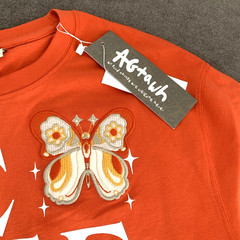 AGTAWH Men’s T-Shirt Size M 100% Cotton Graphic Print Tee Peace Butterfly Orange