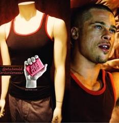 Fight Club Tyler Durden Black Tank Top Shirt w/Red Trim Brad Pitt S M L XL WWTDW