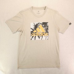 Adidas Casual Crew Neck Short Sleeve Graphic T Shirt Mens Size Small S Tan