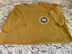 Quiksilver Men’s L Brown Graphic Logo Cotton Knit Crew Neck Short Sleeve T-Shirt