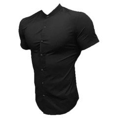 Plain Slim Fit Short Sleeve Casual Shirts Mens Social Business Dress Quick Dry T