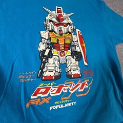 T&K Special Brand Gundam Robot Shirt XL Blue Mens Graphic Tee Anime Cartoon