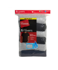 Hanes T-Shirt, 6-Pack, Moisture-Wicking T-Shirt Undershirts, Black/Grey/Blue