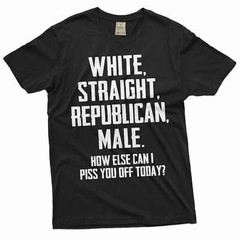 Men’s Funny Shirt White Straight Republican Male Shirt Funny USA Patriotic Shirt