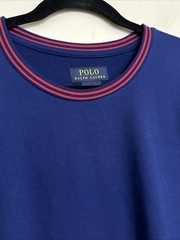 POLO RALPH LAUREN men t shirt large BLUE CASUAL BEACH OFFICE PULL ON CREW NECK