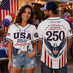 USA 250th Anniversary Baseball Jersey Statue of Liberty Eagle Patriotic Shirt