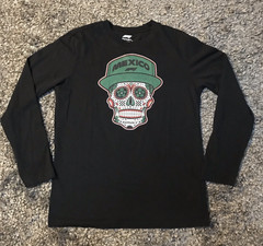 Formula 1 Shirt Mens Med Black Long Sleeve Mexico Skull Dia De Los Muertos F1