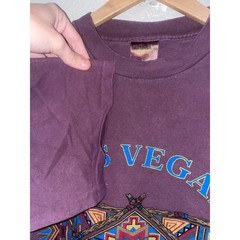 Vintage Las Vegas Native Shirt American Beaded Twigs Purple Tee 90s VTG Large