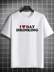 Men’s Casual Short-Sleeve T-Shirt Letter Design – Breathable , Machine Washable▧
