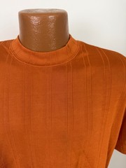 Vintage 90s Y2K Ribbed Shirt Men Large Silky Stretchy Polyester Burnt Orange