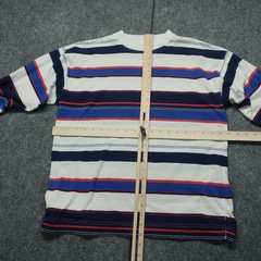Vintage Levi’s Relaxed Fit T-Shirt Mens M White Blue Striped Crew Neck Comfort