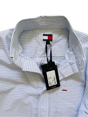 NWT Tommy Hilfiger Blue White Striped Button Down Oxford Shirt Size S