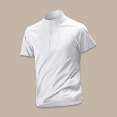 Loose Fit Men’s Polyester 95% Spandex 5% Half-Zip Stand Collar T-Shirt Top