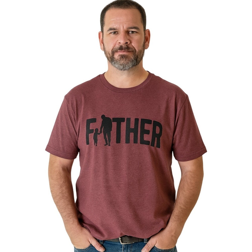 LAT Apparel Mens Maroon Father Graphic T Shirt Cotton Blend Casual Size Large