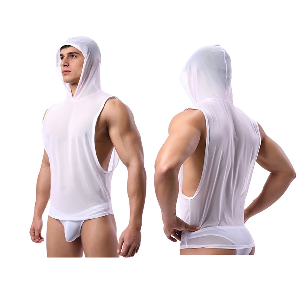 Men’s Tank Top Glossy T-Shirt Hooded Undershirts Casual Shirts Daily Wear Vest