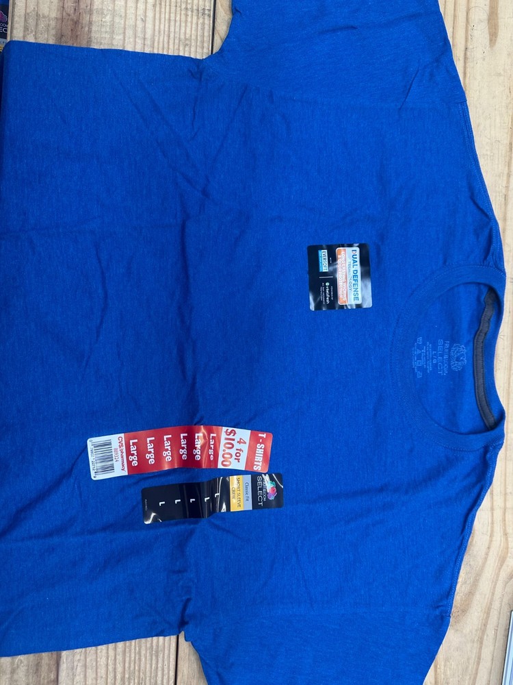 Fruit of the Loom Select Classic Fit T Shirt Short Crew BLUE 10 PACK