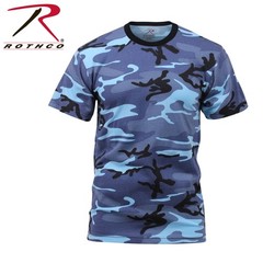 Sky Blue Camo T-Shirts Tagless Cotton Poly Blend Medium6788-M
