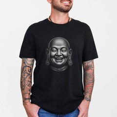 Laughing Buddha Head T-Shirt | Happy Buddhist Zen Unisex Graphic Unisex Tee