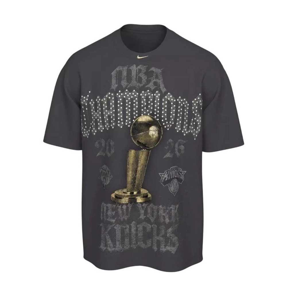 Nike NBA Champions New York Knicks 2026 Crystal Rhinestone T Loose Fit Black XXL