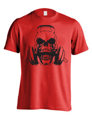 New Men’s Weight Lifting Skull T-Shirt Athletic Kettle Bell Gym Sports Tee Shirt