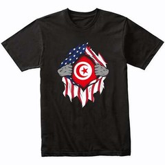 Tunisian American Flags Hands Ripping Flag on Chest T-Shirt – Tunisia Flag Shirt