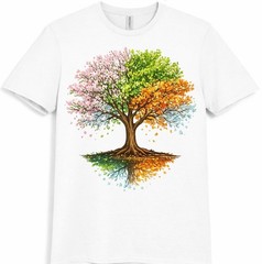 Tree Four Seasons T Shirt Colorful Spring Summer Fall Winter Graphic Tee