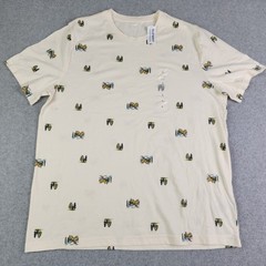 Old Navy T-Shirt Mens Large Cream Mountain Tree Print Soft-Washed Short Sleeve