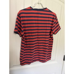Polo Ralph Lauren T-Shirt Mens Medium Red Blue Striped Pocket Pony Logo Tee