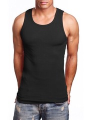 3 Men’s A-Shirt Wife Beater Tank Top Undershirt BLACK Egyptian Cotton SMALL-2X
