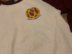 VTG SPORT TEK BASEBALL RAGLAN ASU GYMNASTICS GRAPHIC ( MENS M ) DISTRESSED