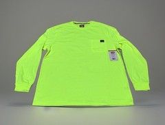NEW Wrangler Workwear Men’s Hi-Vis Yellow Long Sleeve Pocket T-Shirt Size M
