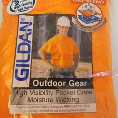 2 PACK! Gildan Workwear SAFETY ORANGE Men’s DRY BLEND Pocket XL T-Shirts
