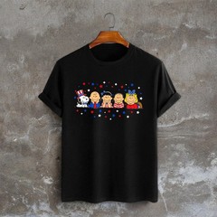 Puppy Patriotic Cartoon Friends Shirt, 4th of July Cartoon Tee