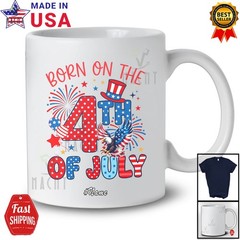 Custom Name Born On The 4th Of July; Birthday Patriotic US Flag Eagle T-Shirt