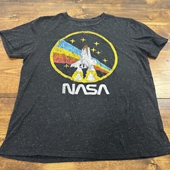 NASA Space Rocket Launch Heather Black T-shirt Graphic Tee M Adult / Teen